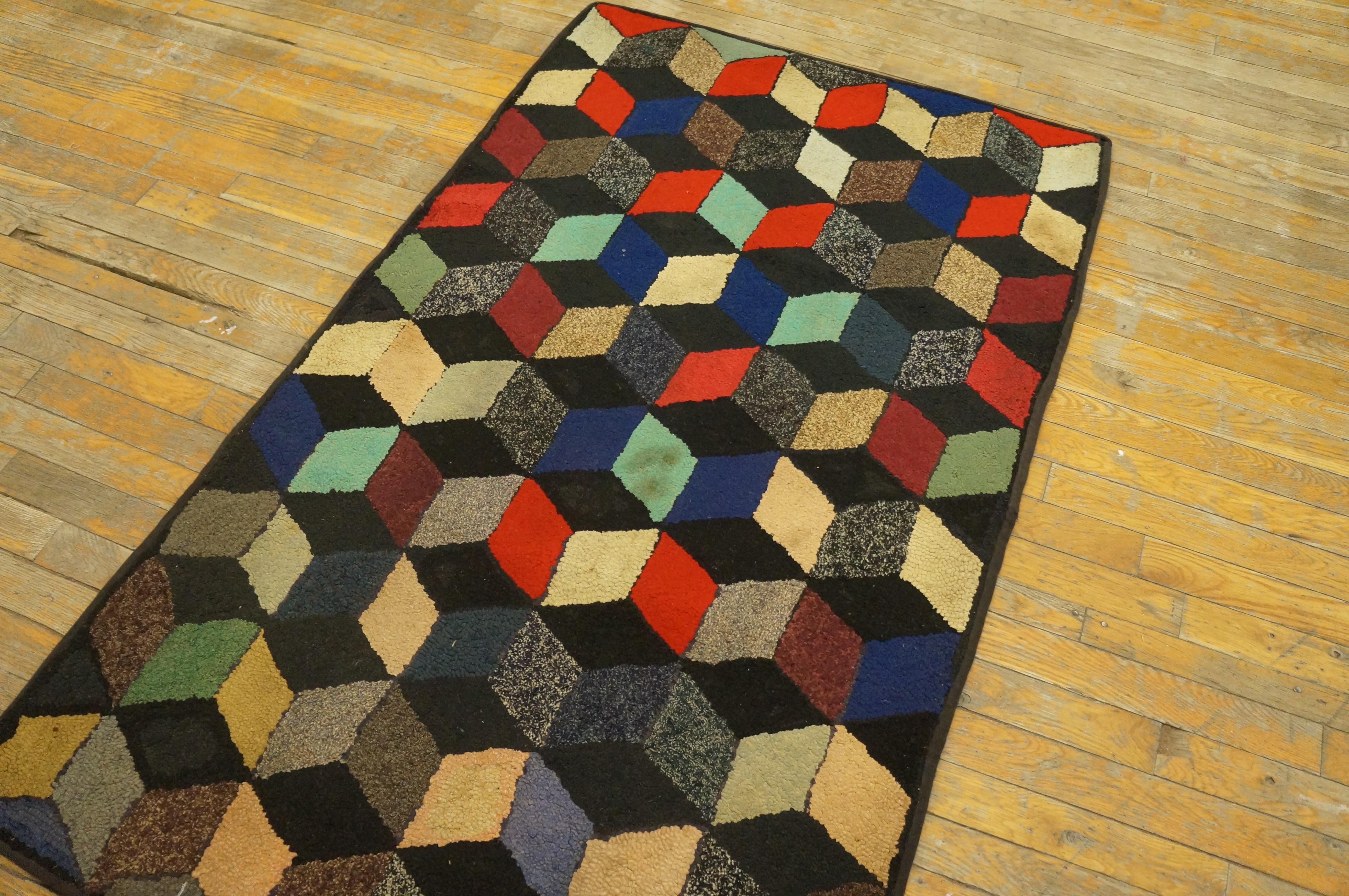 Antique American Hooked rug, size: 2'10