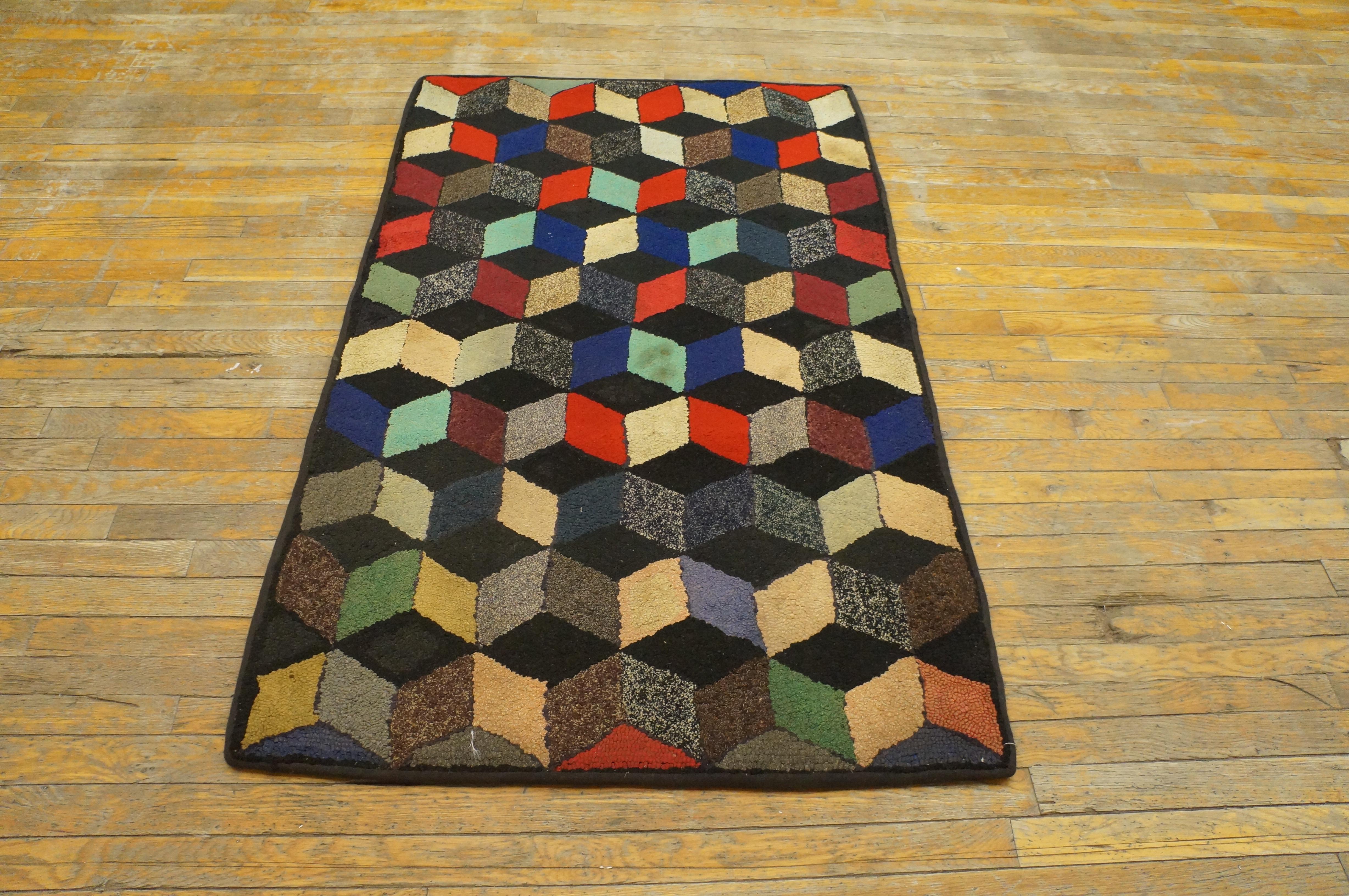 Noué à la main Tapis à capuche américain ancien en vente