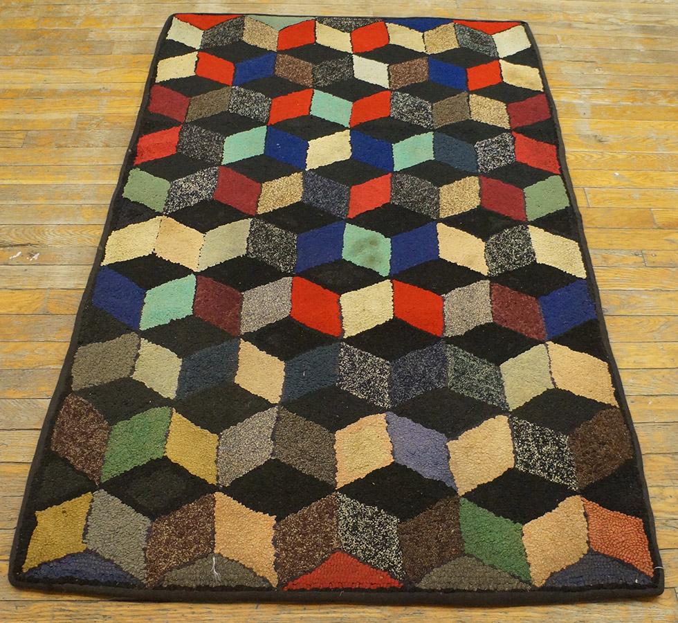 Early 20th Century Antique American Hooked Rug For Sale