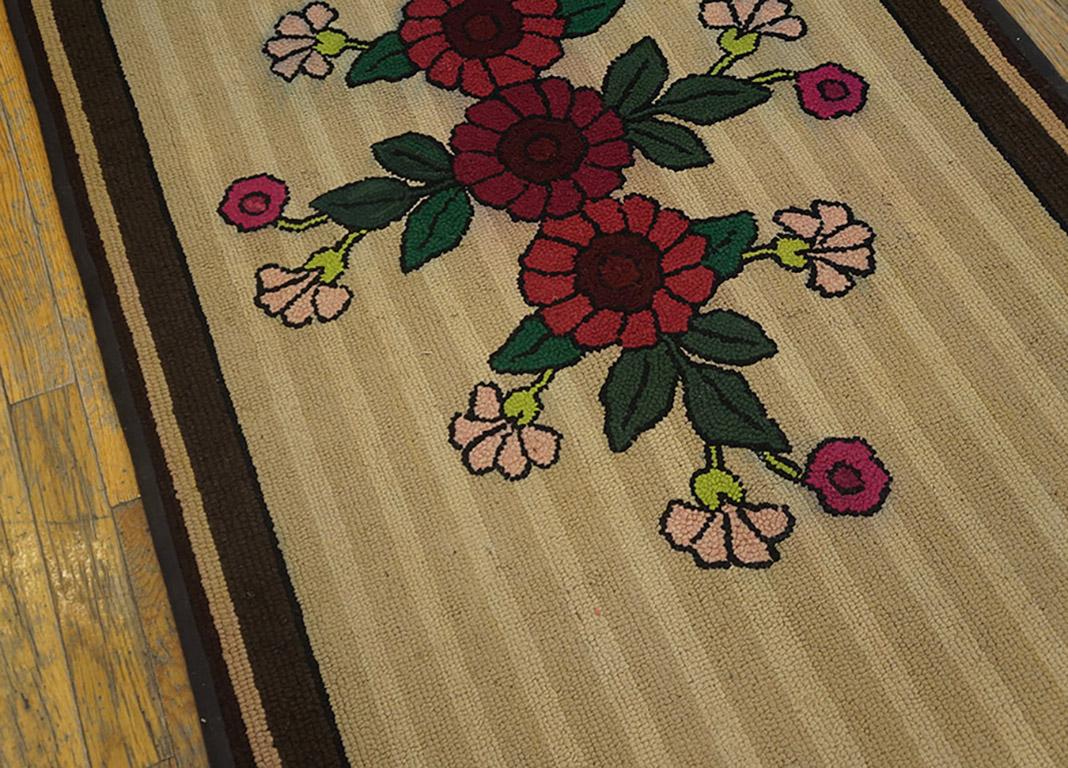 Hand-Woven Antique American Hooked Rug 2' 10