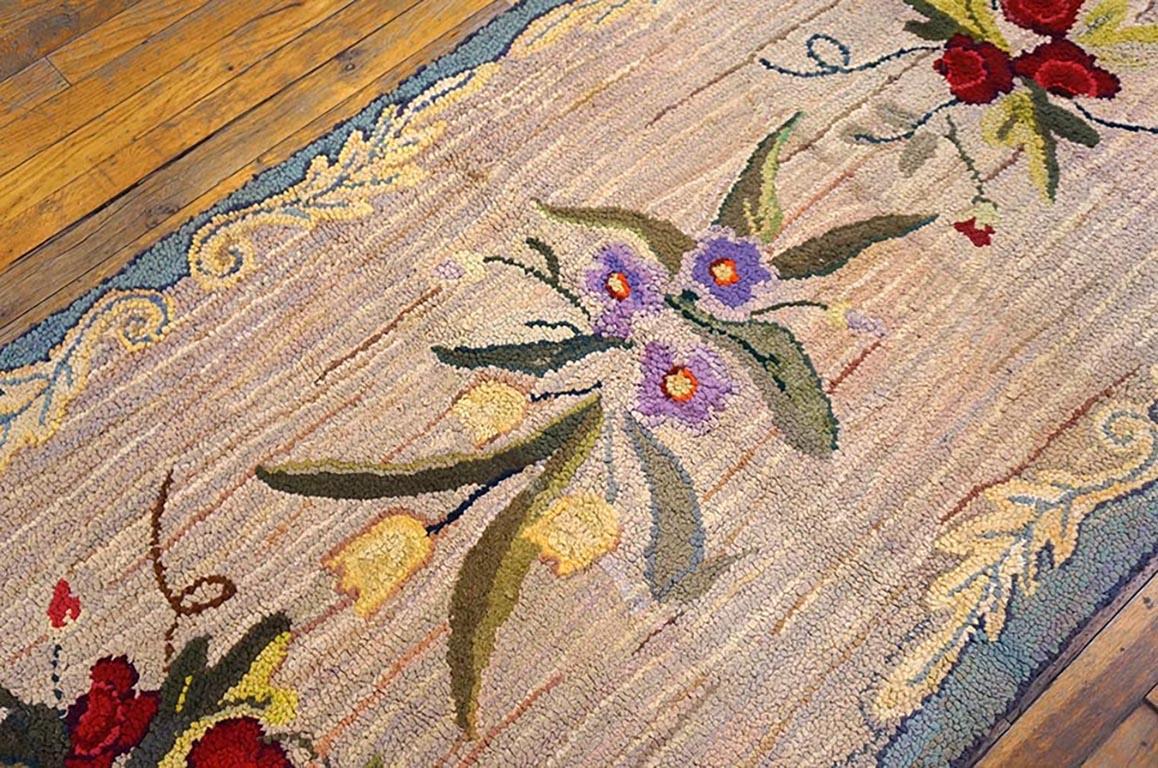 Hand-Woven 1920s American Hooked Rug ( 2'10