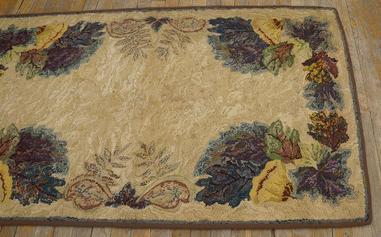 Wool Early 20th Century American Hooked Rug ( 2'10