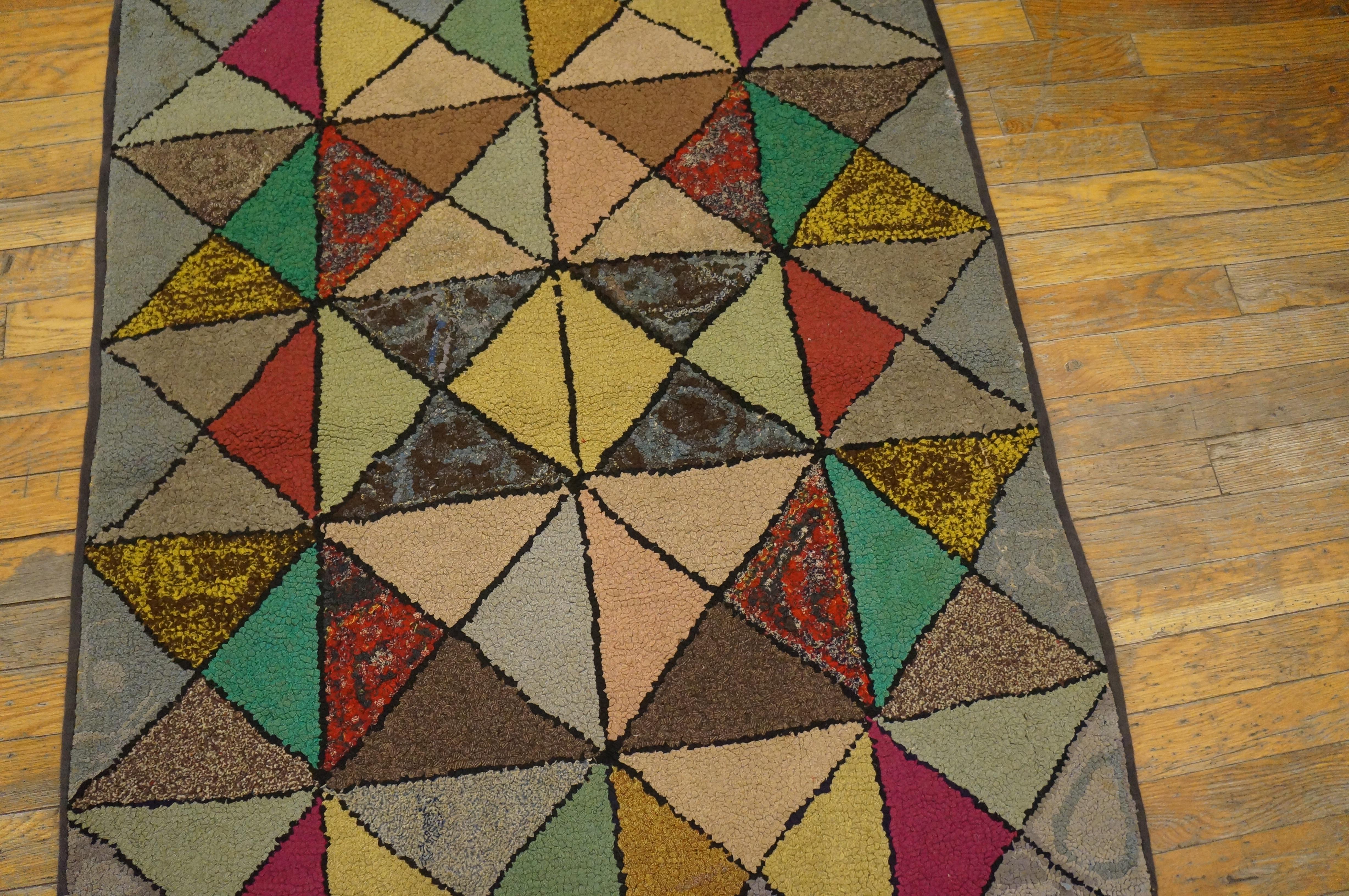 Antique American Hooked Rug 2' 10