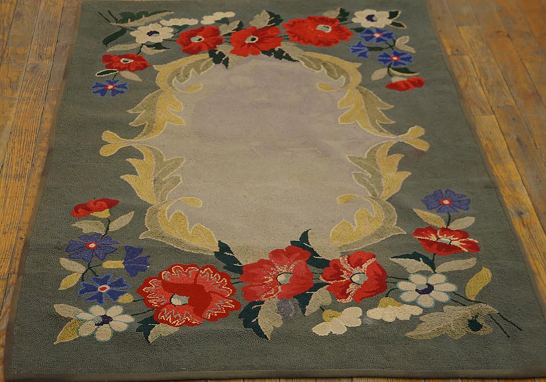 Tapis crocheté américain ancien, taille : 2'11