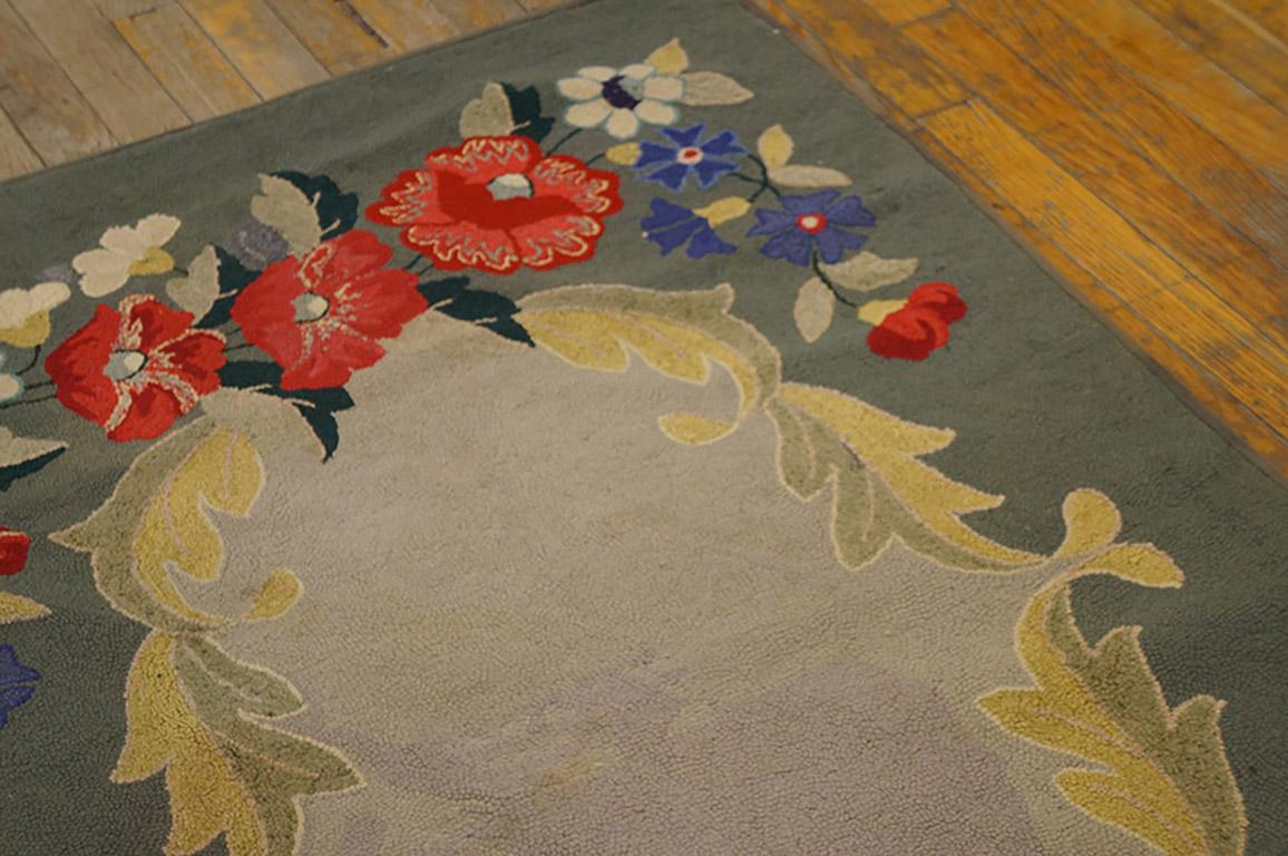 Hand-Woven Antique American Hooked Rug For Sale