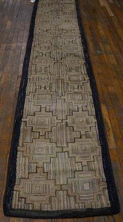 Antique American Hooked Rug 2' 2" x 12' 0".