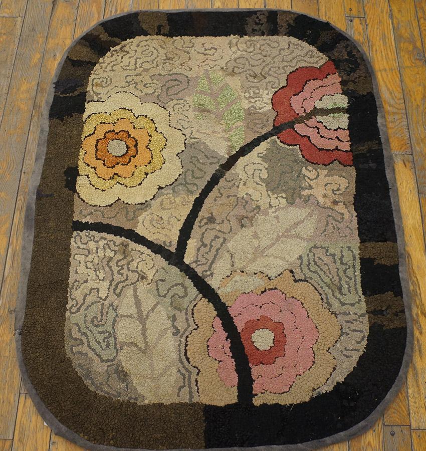 Antique American Hooked rug. Size: 2'2