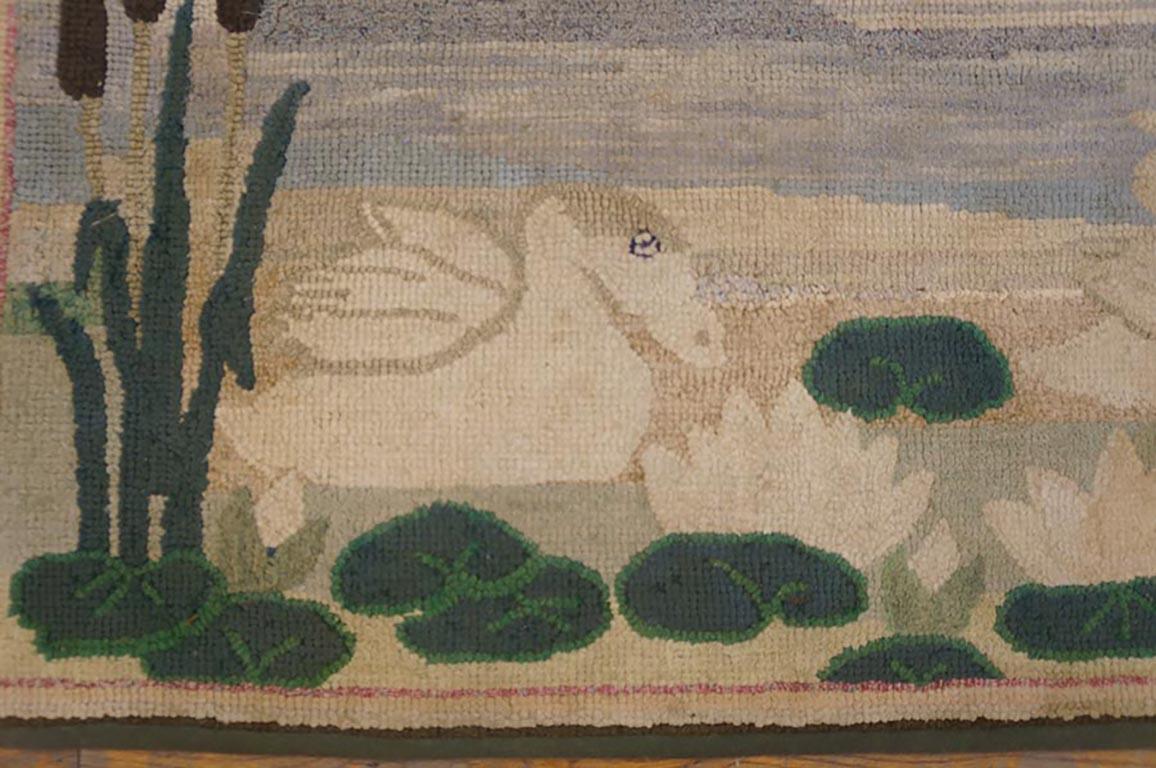 Early 20th Century Antique American Hooked Rug 2' 2