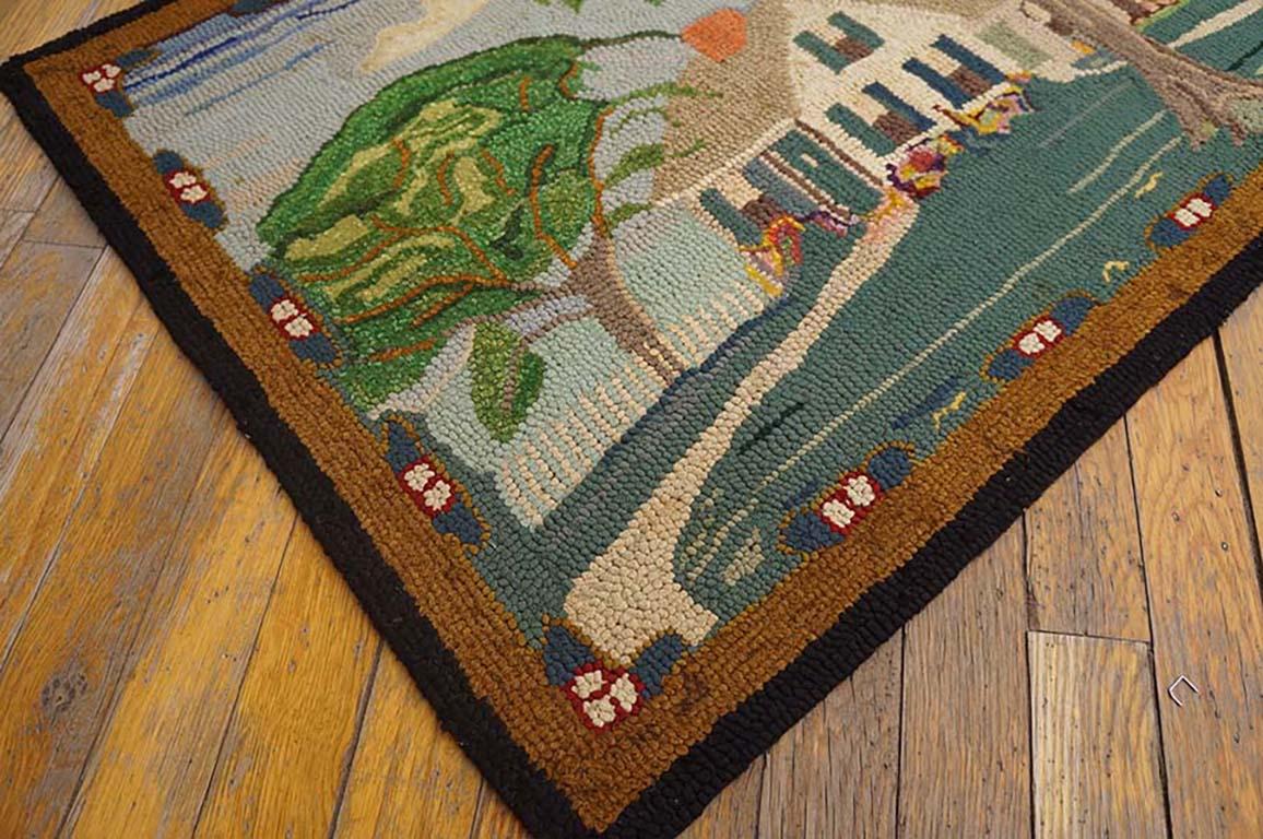 Hand-Woven Antique American Hooked Rug