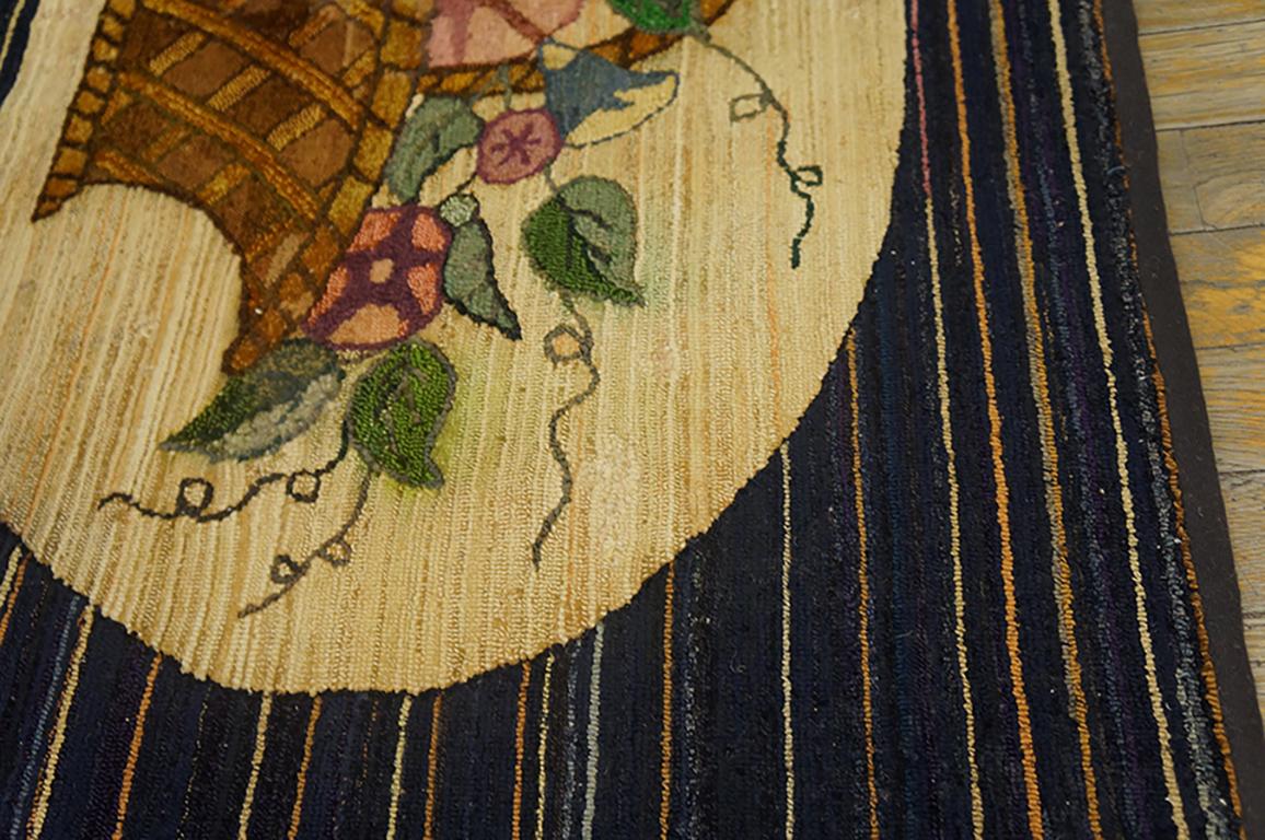 Antique American Hooked Rug 2' 2