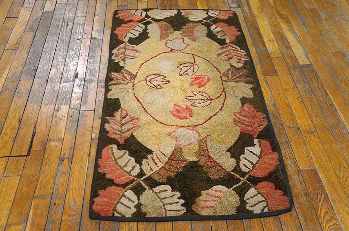 Antique American hooked rug, size: 2'2