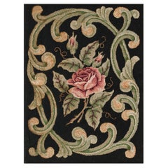 Tapis crocheté américain ancien 2'2" x3'0"