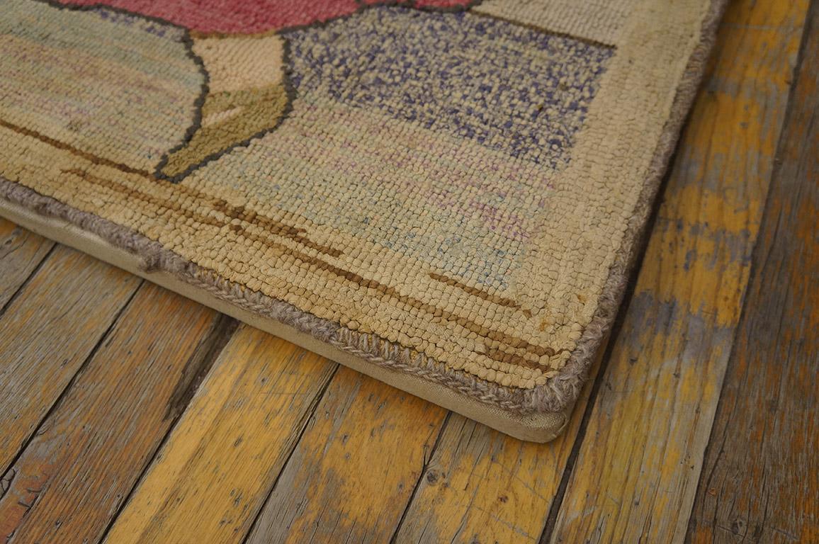 Hand-Woven Antique American Hooked Rug 2'2