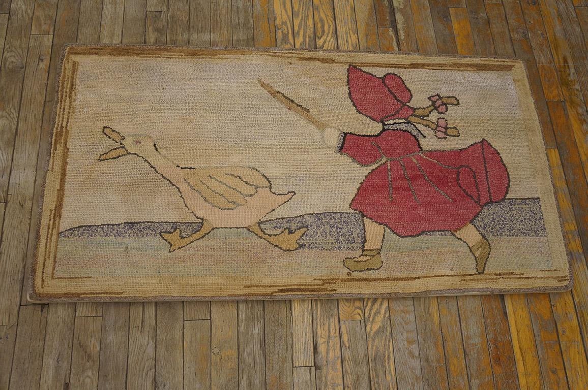 Antique American Hooked Rug 2'2