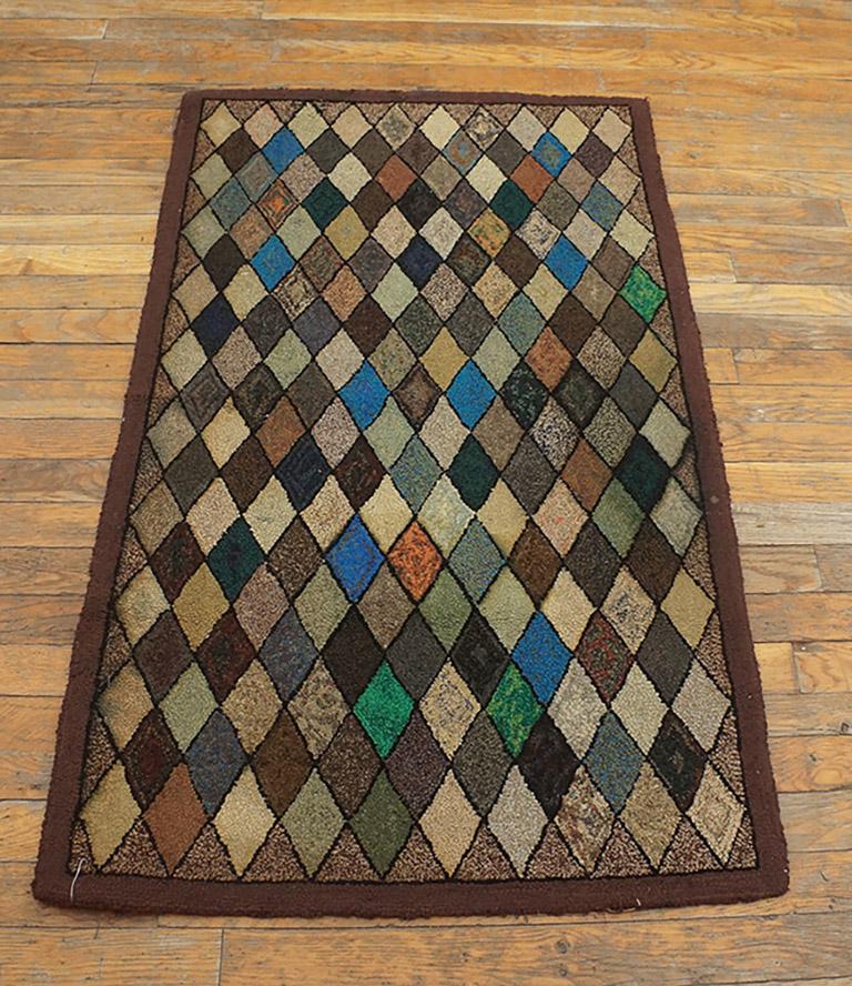 Hand-Woven 1930s American Hooked Rug ( 2'3
