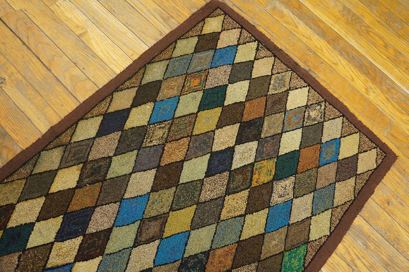 Mid-20th Century 1930s American Hooked Rug ( 2'3