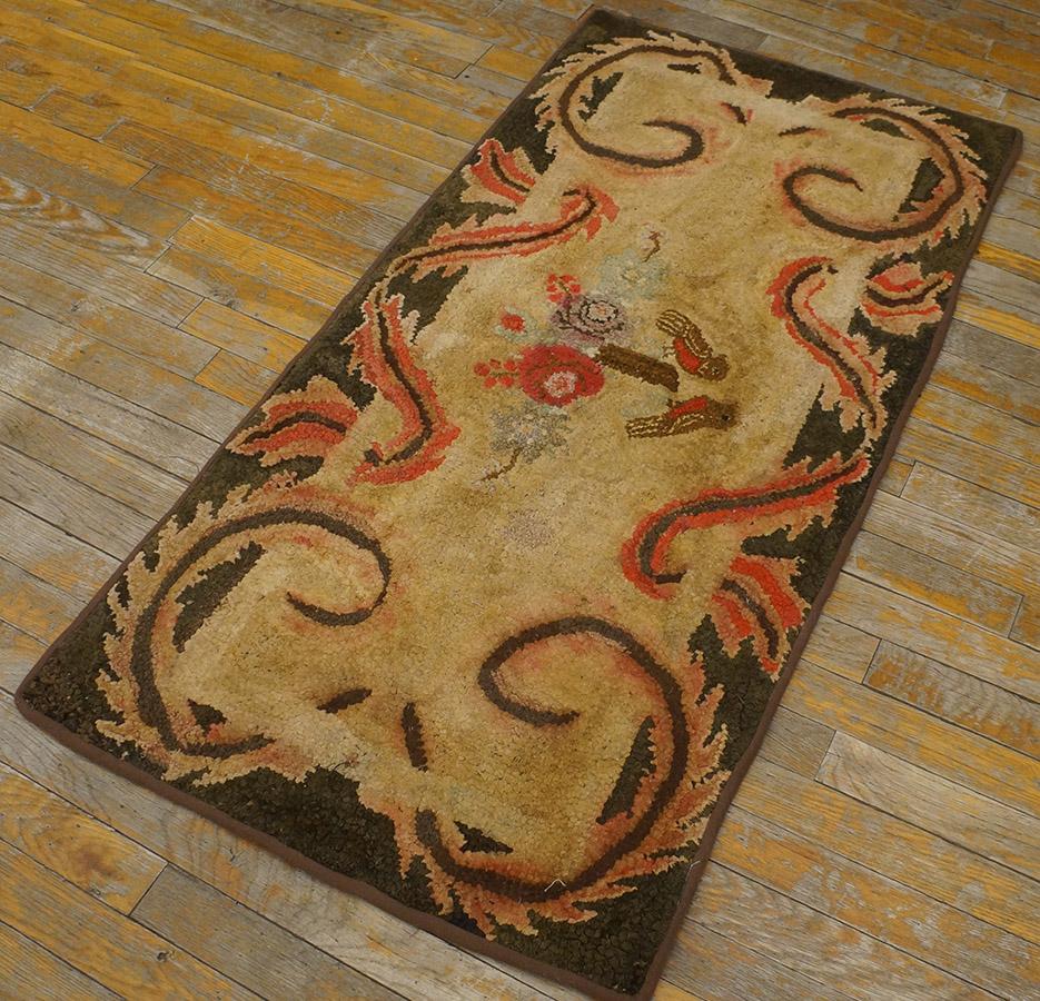 Antique American Hooked rug. Measures: 2'3