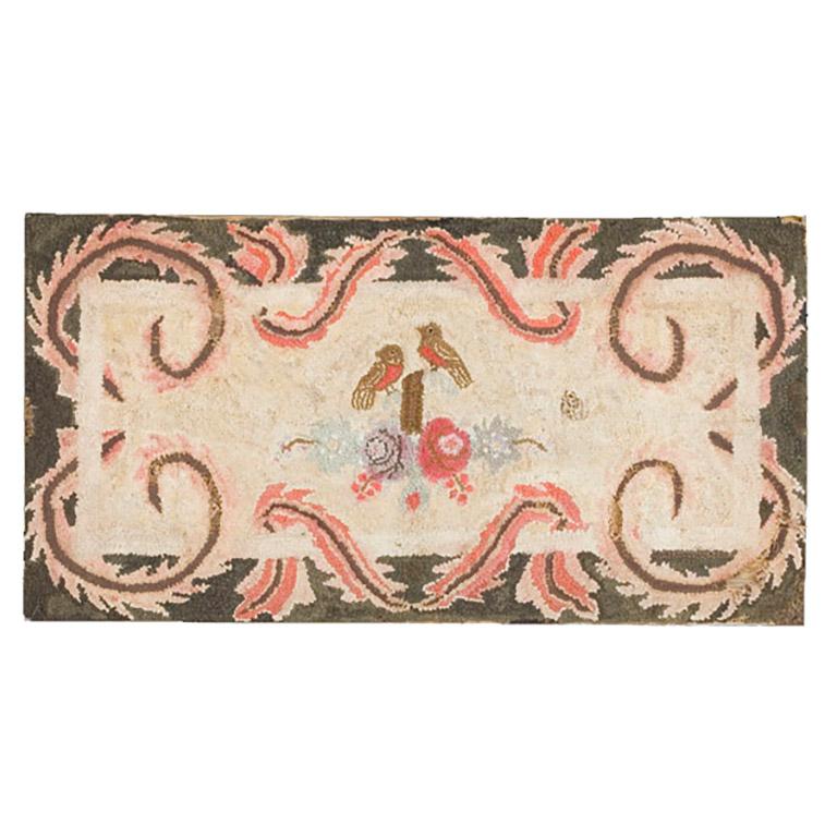 Antique American Hooked Rug 2' 3" x 4' 5" For Sale