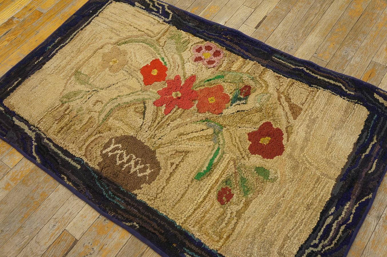 Antique American Hooked Rug 2'3