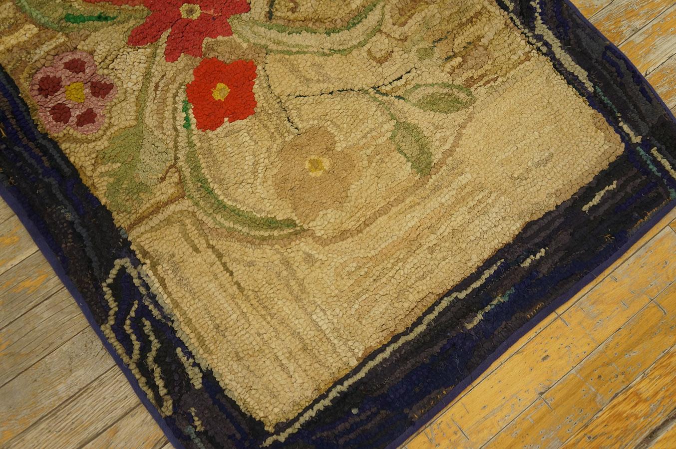 Late 19th Century Antique American Hooked Rug 2'3