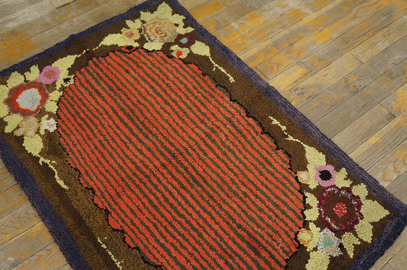 Early 20th Century American Hooked Rug ( 2'3