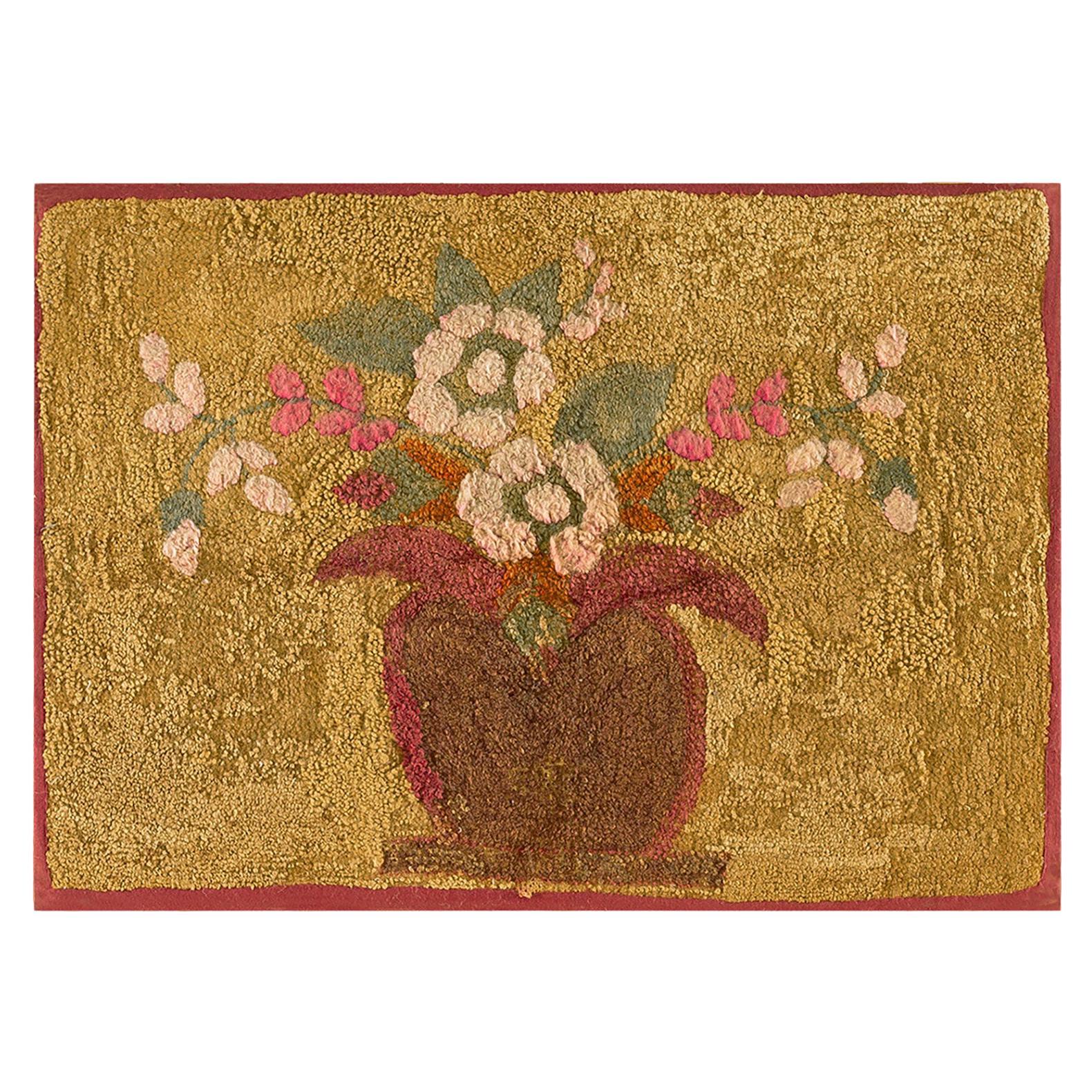 Antique American Hooked Rug For Sale at 1stDibs