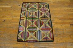 1930s Vintage American Hooked Rug 2'3" x 3'5"