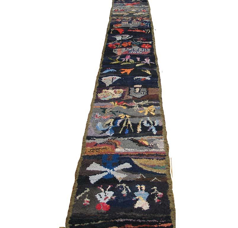 Tapis crocheté américain ancien, taille : 2'3 