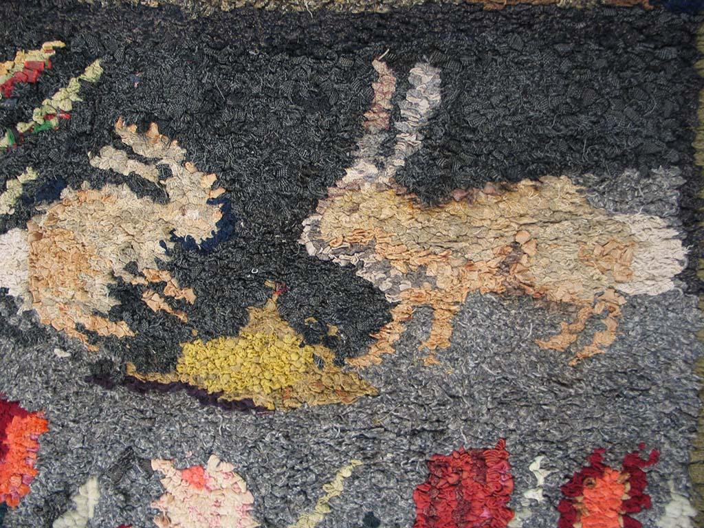 Hand-Woven Antique American Hooked Rug 2' 3