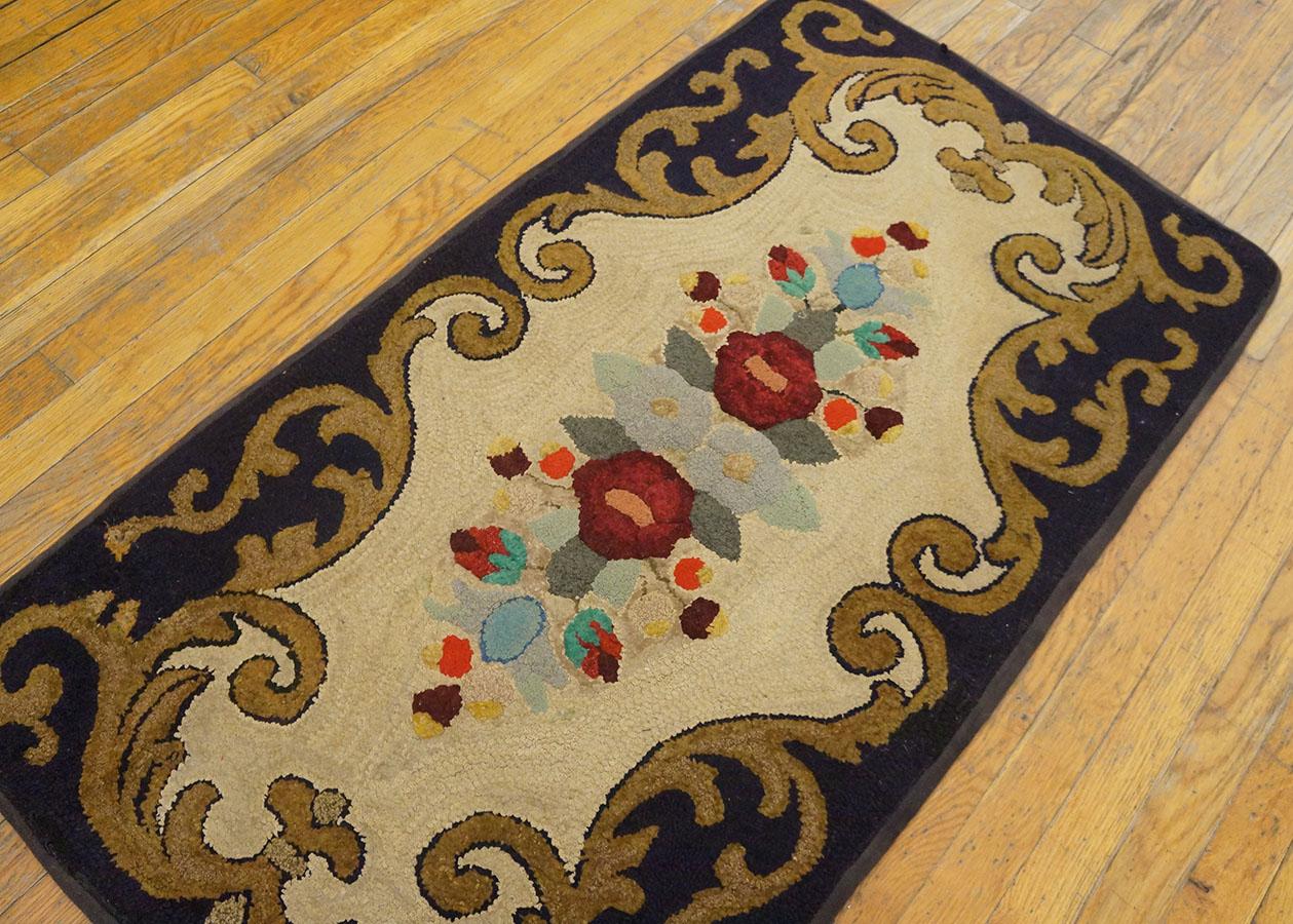 Antique American hooked rug, size: 2.3