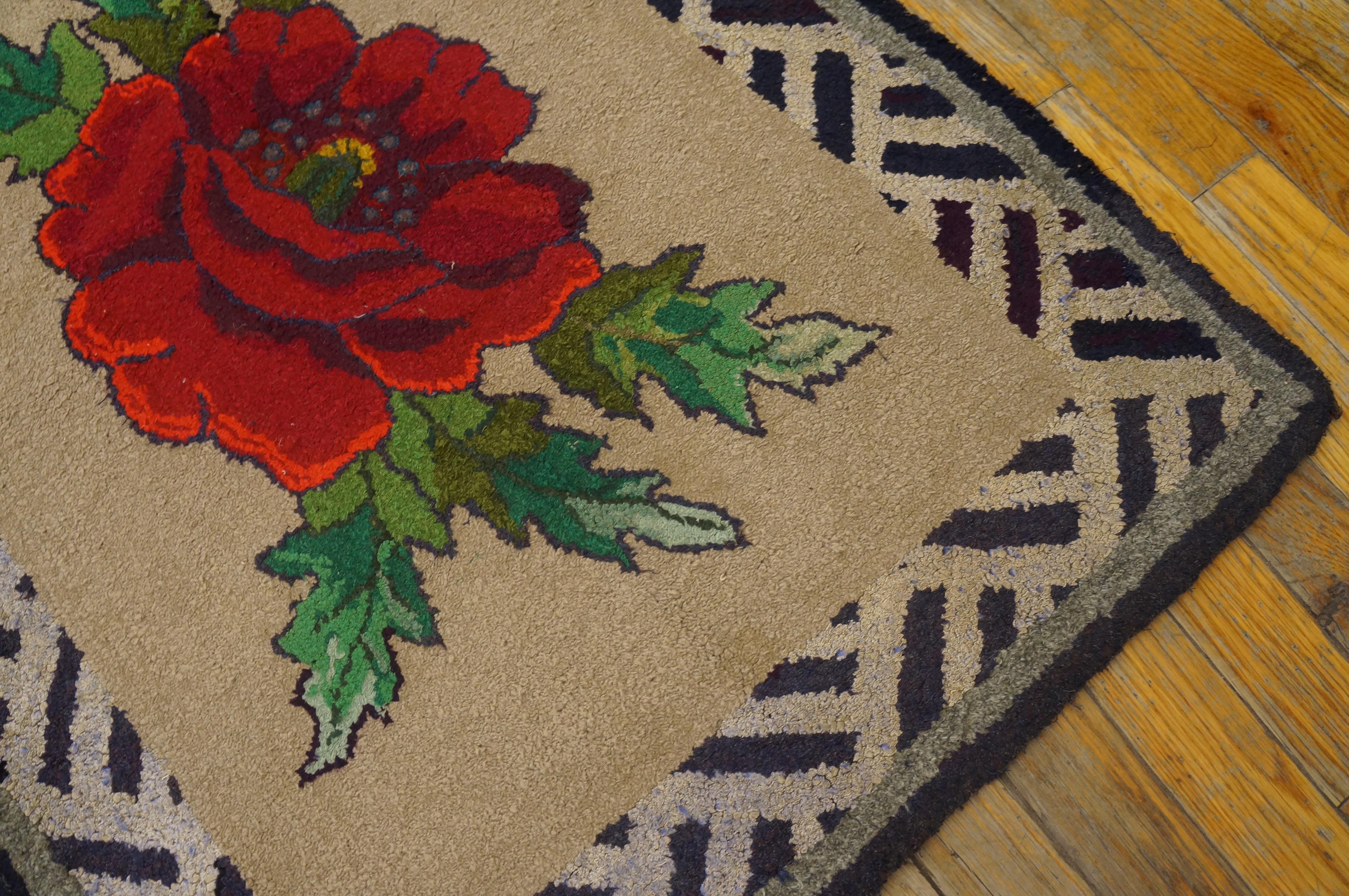 Mid-20th Century Antique American Hooked Rug 2' 3