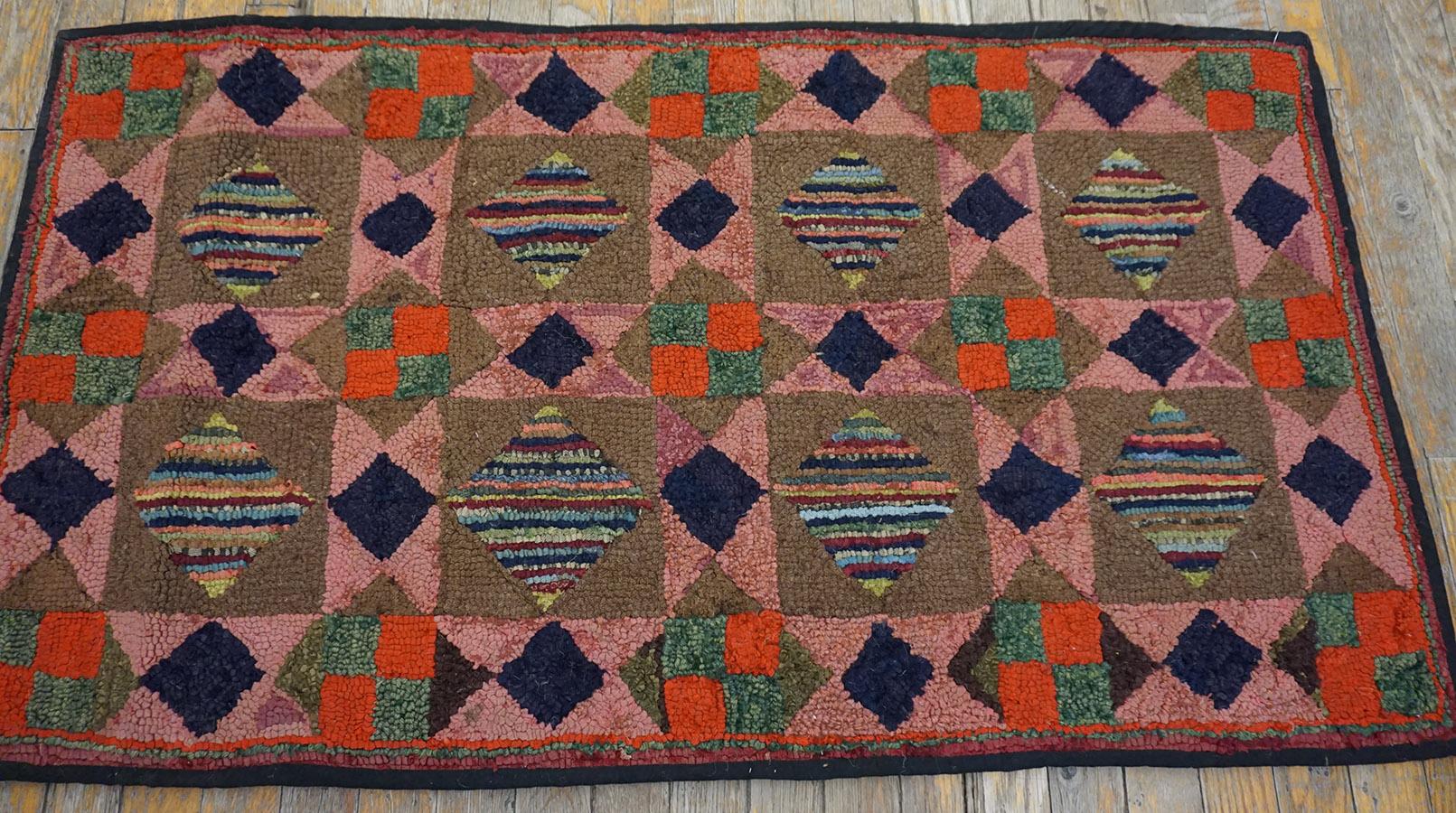 Antique American hooked rug, size: 2'3