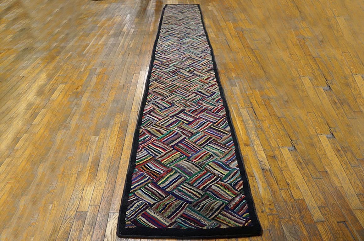 Hand-Woven Antique American Hooked Rug 2' 4