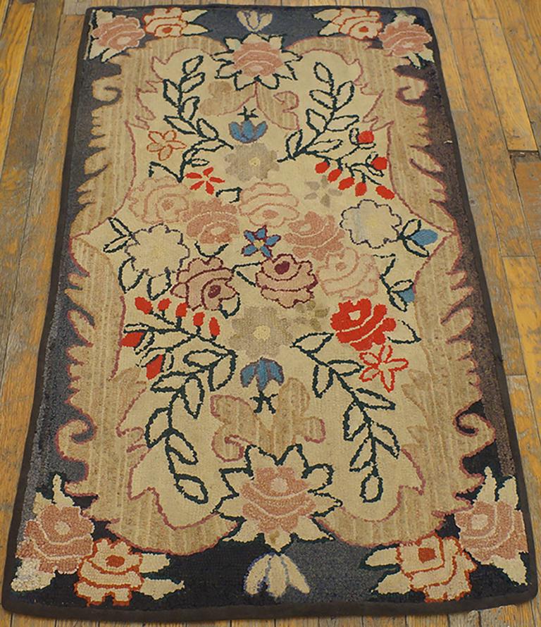 Antique American Hooked Rug 2' 4" x 4' 10" For Sale at 1stDibs