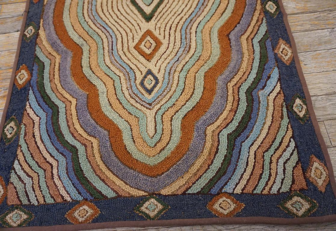 Wool Mid 20th Century American Hooked Rug ( 2'4