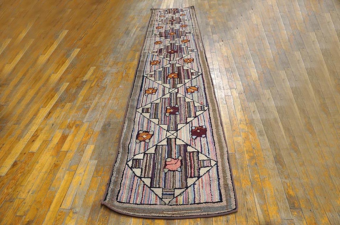 Antique American hooked rug, size: 2'4