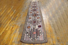 Sensational Multicolor Ground & Geometrical Design Antique American Hooked Rug