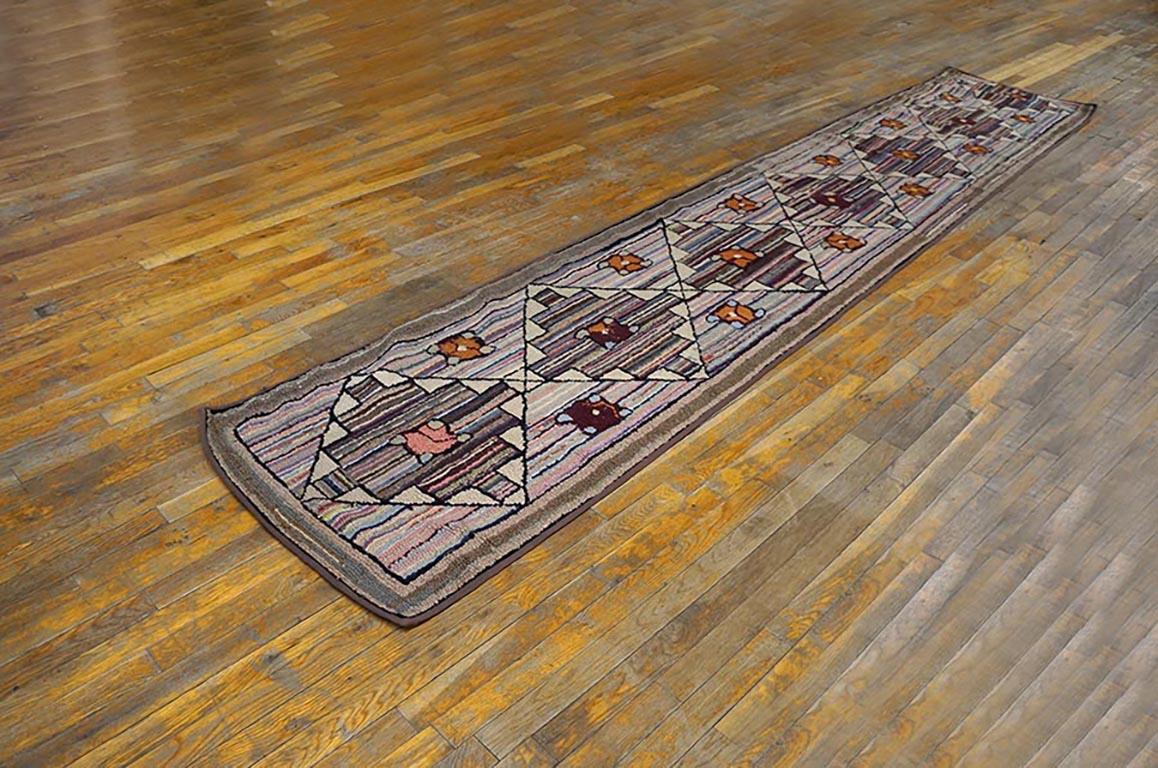 Hand-Woven Antique American Hooked Rug For Sale