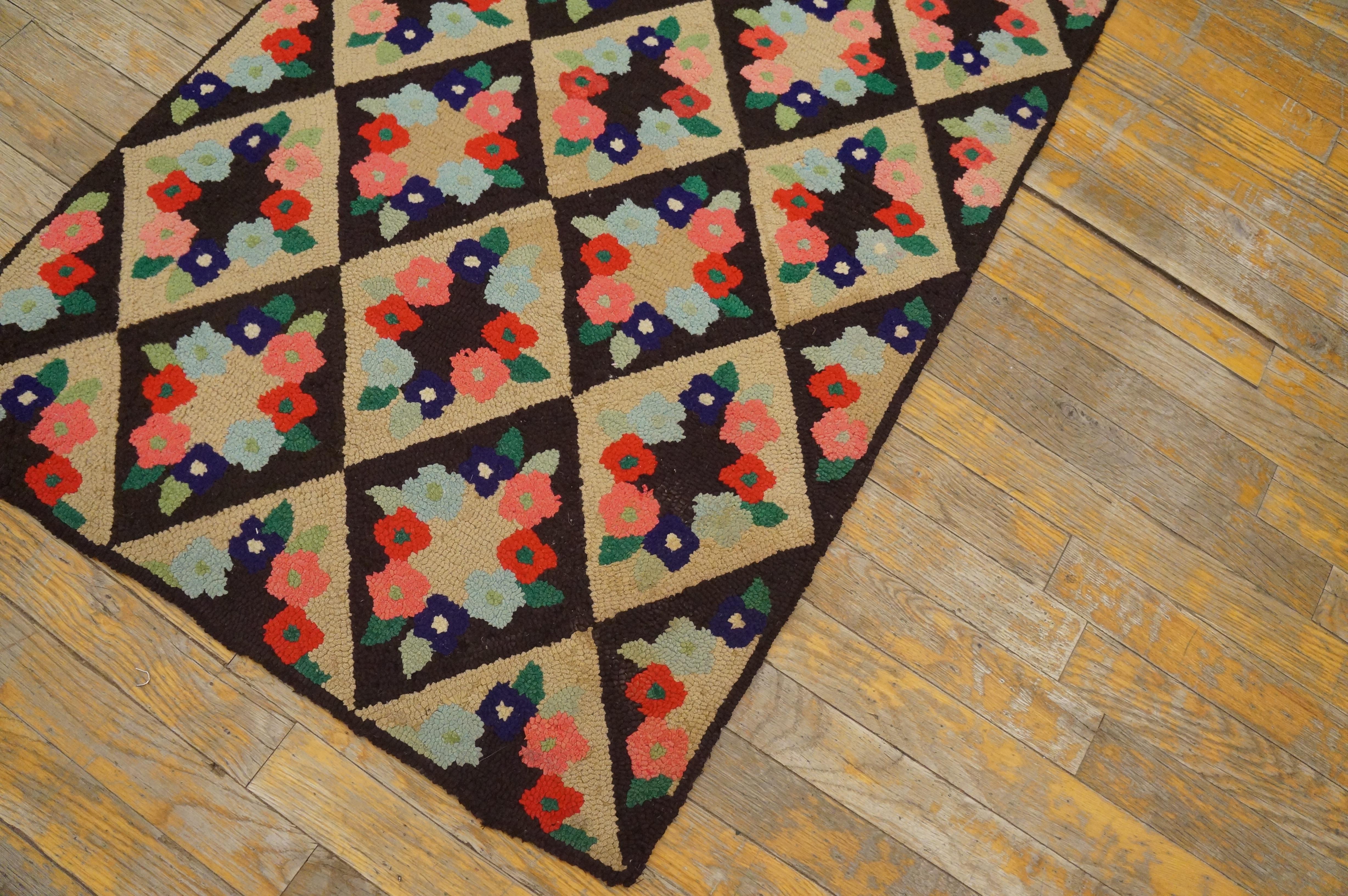 Antique American hooked rug, size: 2'4