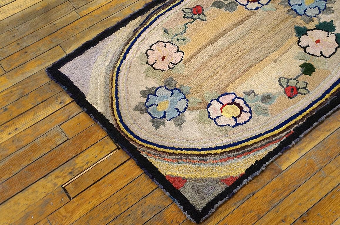 Hand-Woven 1920s American Hooked Rug ( 2'4