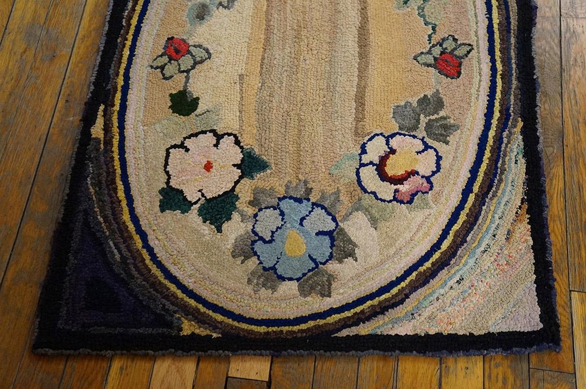 Early 20th Century 1920s American Hooked Rug ( 2'4