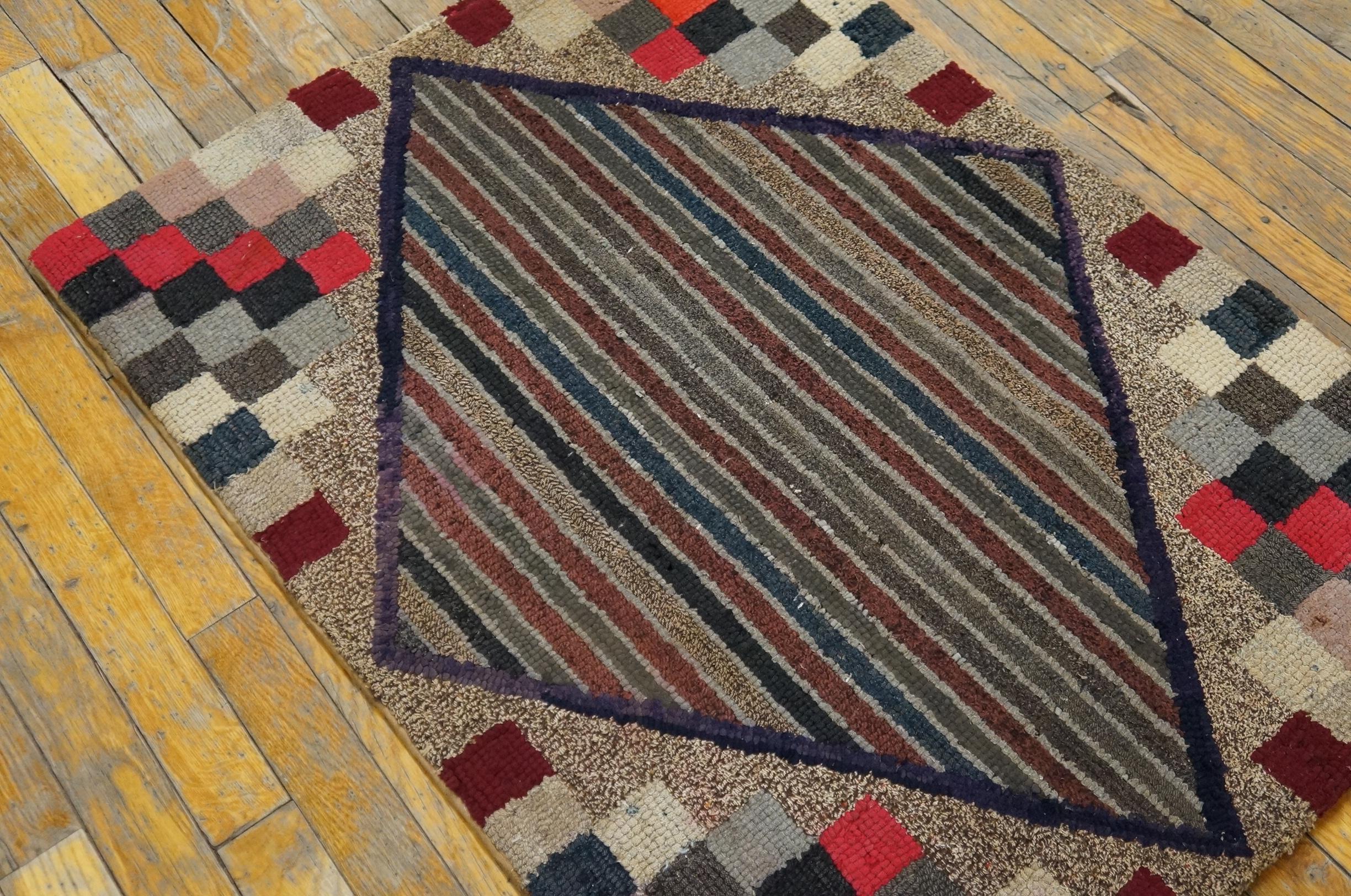 Early 20th Century Antique American Hooked Rug For Sale