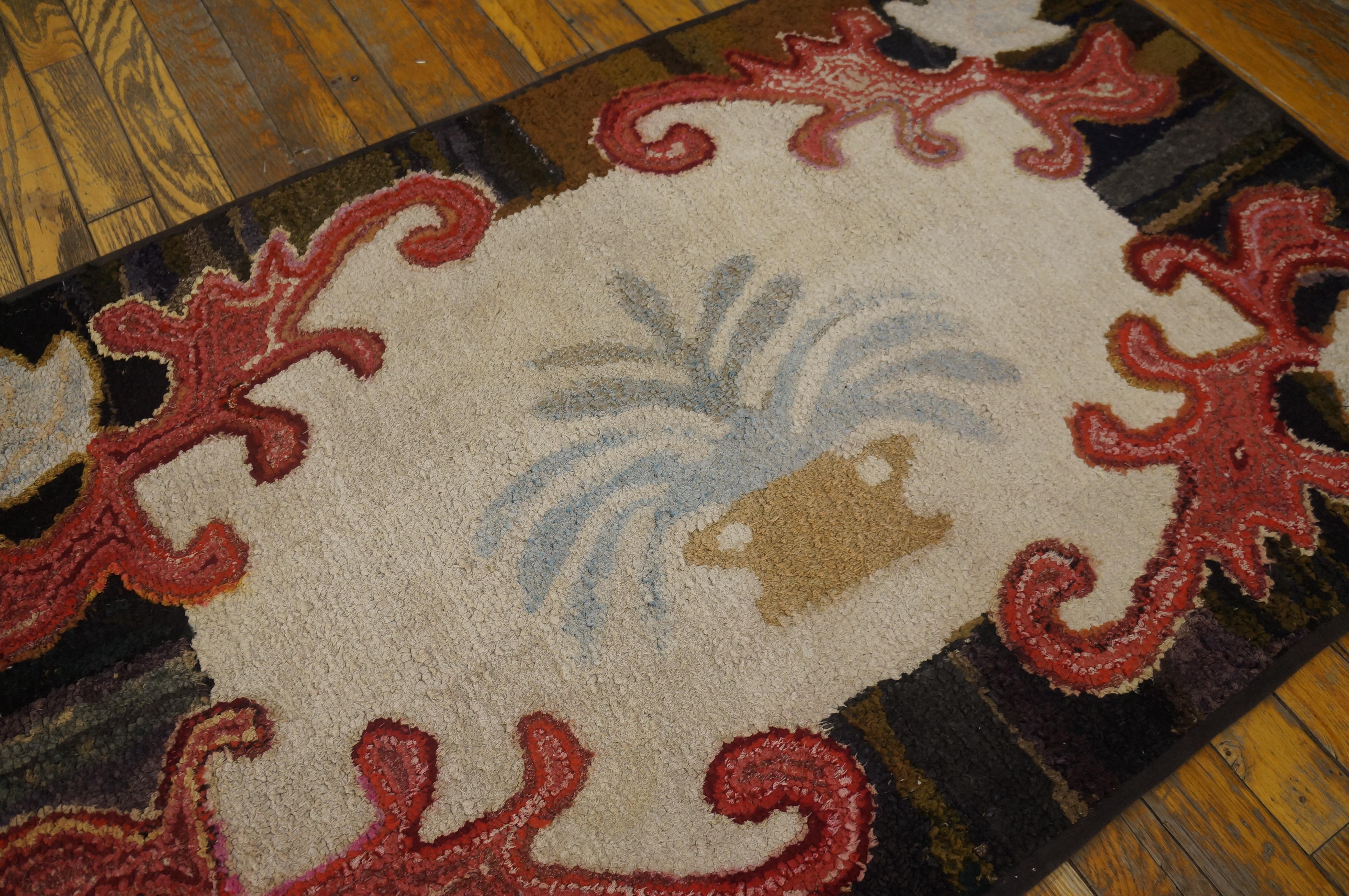 Late 19th Century Antique American Hooked Rug For Sale