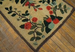 Artistic Beige Farbe mit schönen Rose Design Antique American Hooked Rug