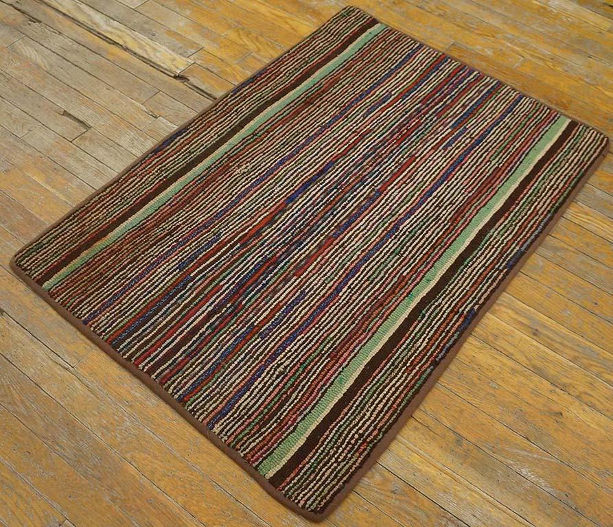 Tapis crocheté américain ancien, taille : 2'5