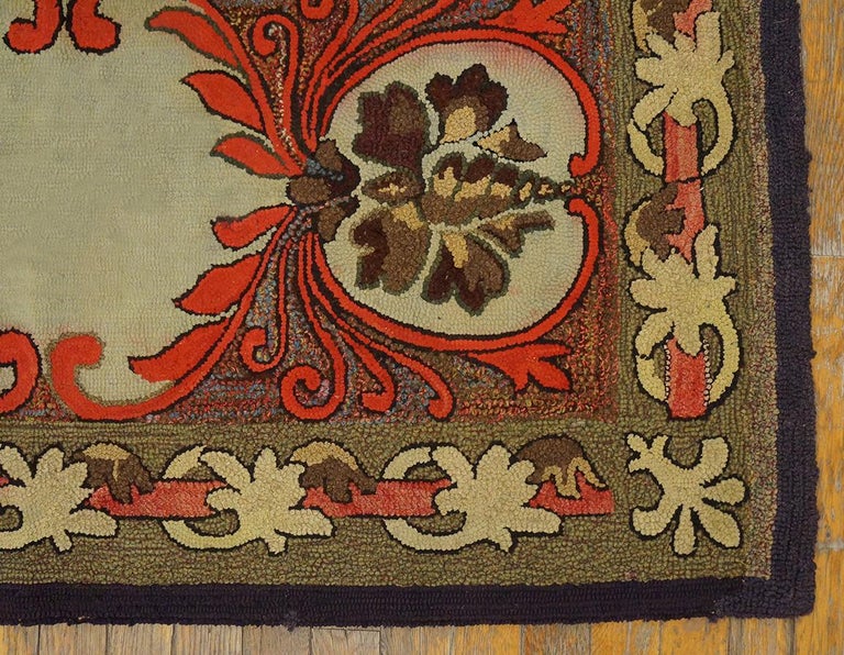 Looped Rug Vintage Antique American Hooked Rug For Sale at 1stDibs