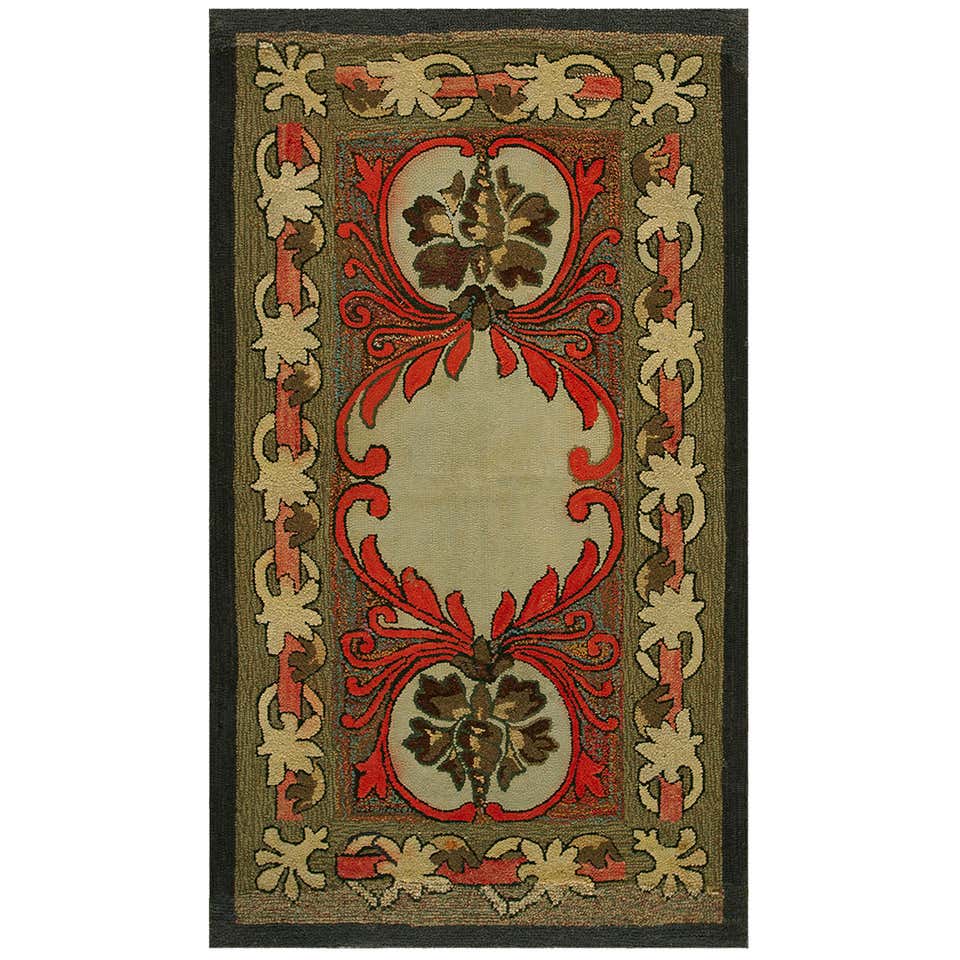 Antique American Hooked Rug For Sale at 1stDibs
