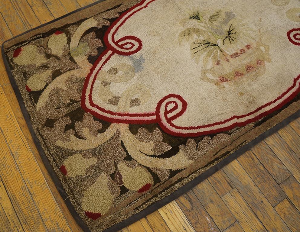 Antique American Hooked rug. Measures: 2'6