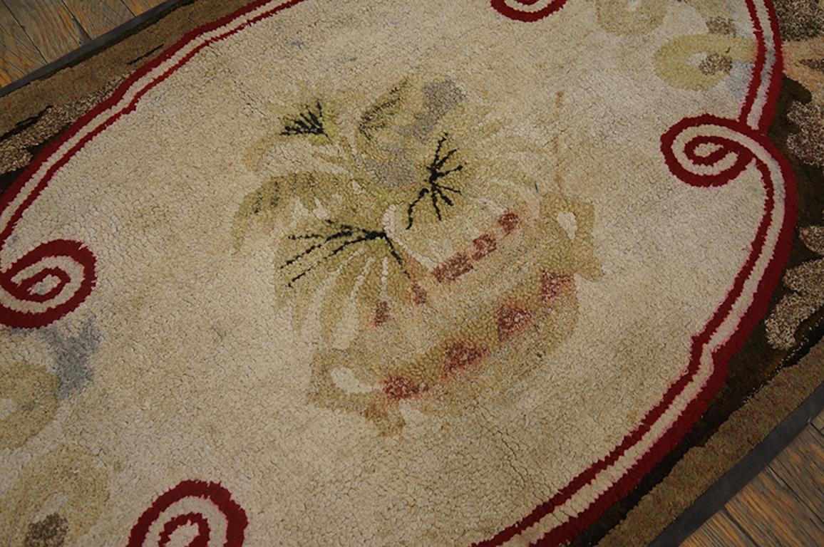 Hand-Woven Antique American Hooked Rug 2' 6