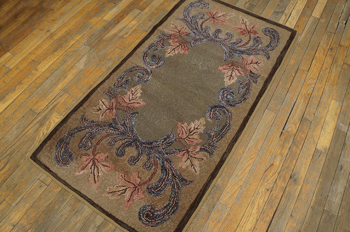 Hand-Woven Antique American Hooked Rug 2' 6